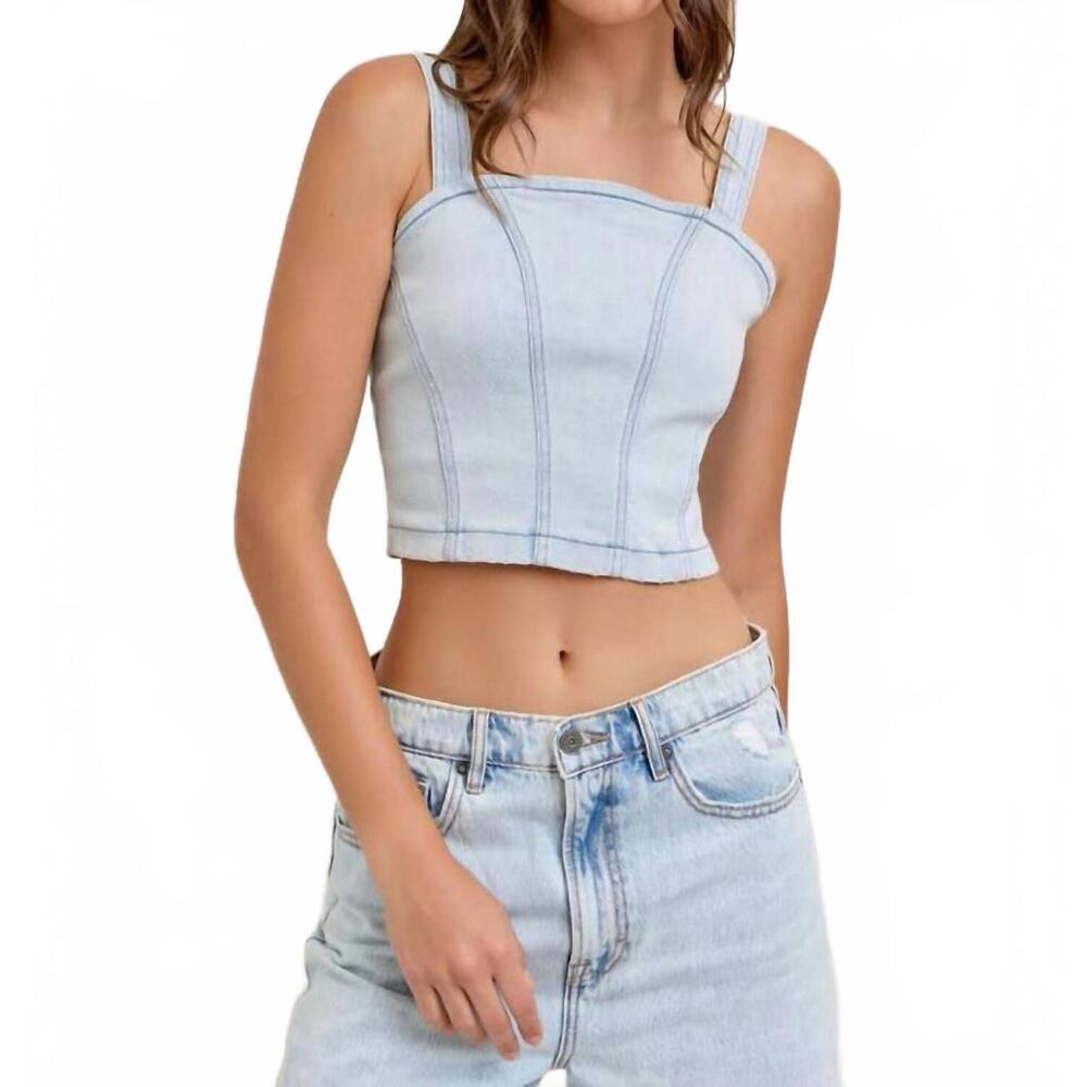 NEW HIDDEN bustier top in light wash